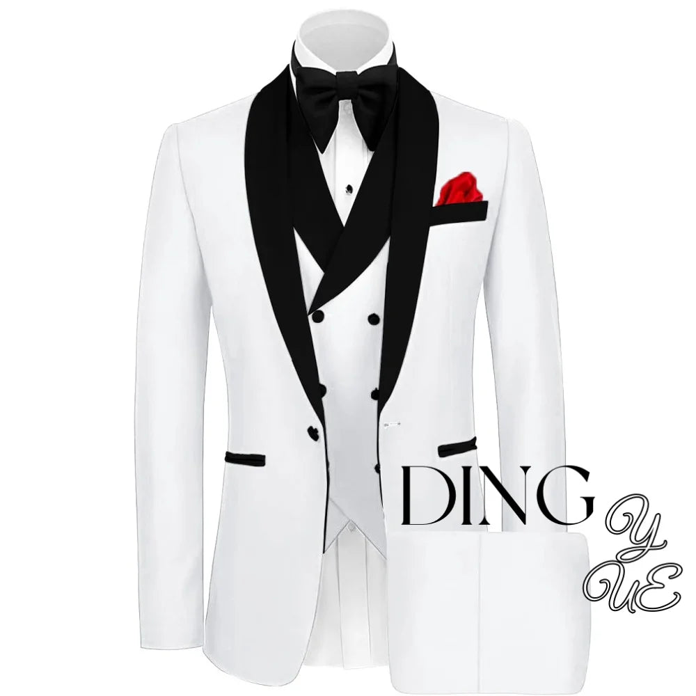 Mens Tuxedo Suit for Men 3 Piece Suit Men Slim Fit Suits One Button Shawl Lapel Wedding Suit Tuxedos Prom Suit costume homme