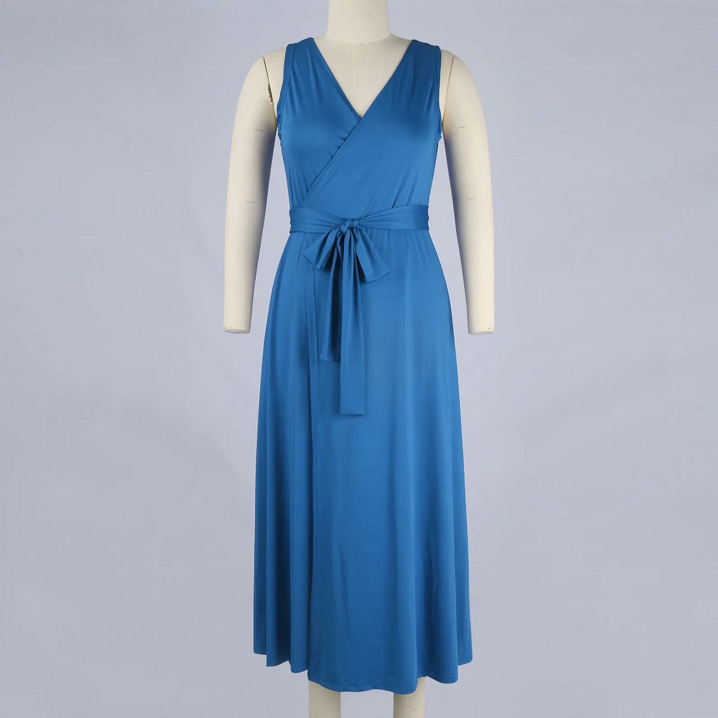 dresses for women elegant party dresses V-neck Sleeveless Belt Evening Dresses  Solid Color Solid Color dress vestidos femenino