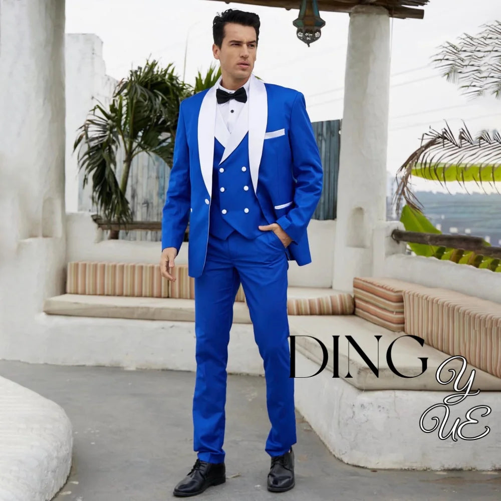 Mens Tuxedo Suit for Men 3 Piece Suit Men Slim Fit Suits One Button Shawl Lapel Wedding Suit Tuxedos Prom Suit costume homme