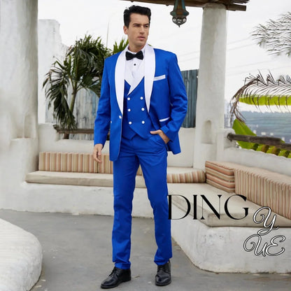 Mens Tuxedo Suit for Men 3 Piece Suit Men Slim Fit Suits One Button Shawl Lapel Wedding Suit Tuxedos Prom Suit costume homme