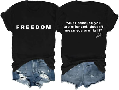 Freedom Shirt Freedom Double-Sided Letter Print Short Sleeve T-Shirt for Men Women, Unisex Tee Tops