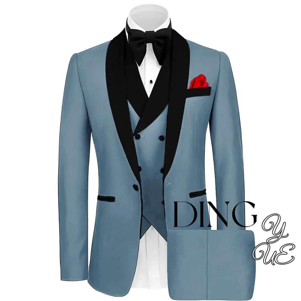 Mens Tuxedo Suit for Men 3 Piece Suit Men Slim Fit Suits One Button Shawl Lapel Wedding Suit Tuxedos Prom Suit costume homme