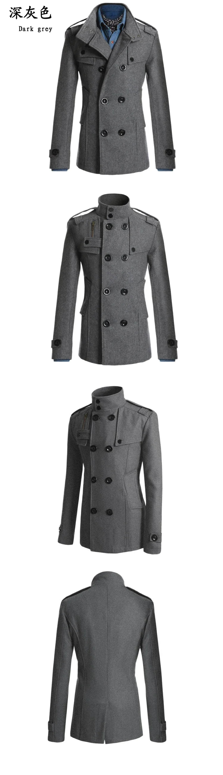 Men's Woolen Overcoat for Autumn and Winter. Korean Style Men's Clothing, Fashionable Slim-fit Double-breasted Mid-to-long Coat.