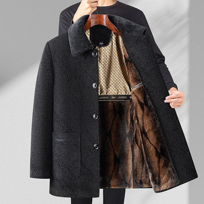 Men Woolen Coats Men's business Casual Trench Coat Winter Coat with wool liner Men 2026 Autumn Winter Wool Coat