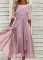 Evening Dress Vestidos Dresses 2025 Woman Elegant Temperament Gentle SlimI Irregular Solid Color Fashion Banquet Chiffon French