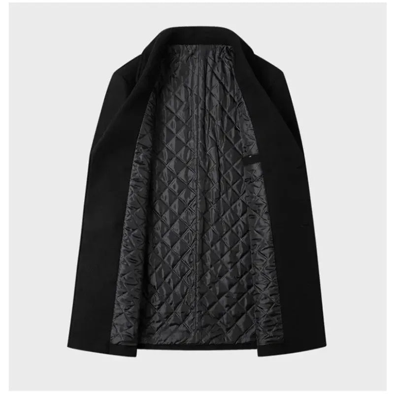 New Men Double Breasted Woolen Coats Winter Thicker Warm Cashmere Trench Coats Long Jackets Quality Male Winter Overcoats XXL