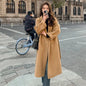 100% Wool Coat Women's Wear 2024 Autumn/Winter Fashion Temperament Double sided Cashmere Coats with Belt Elegant Long Overcoat