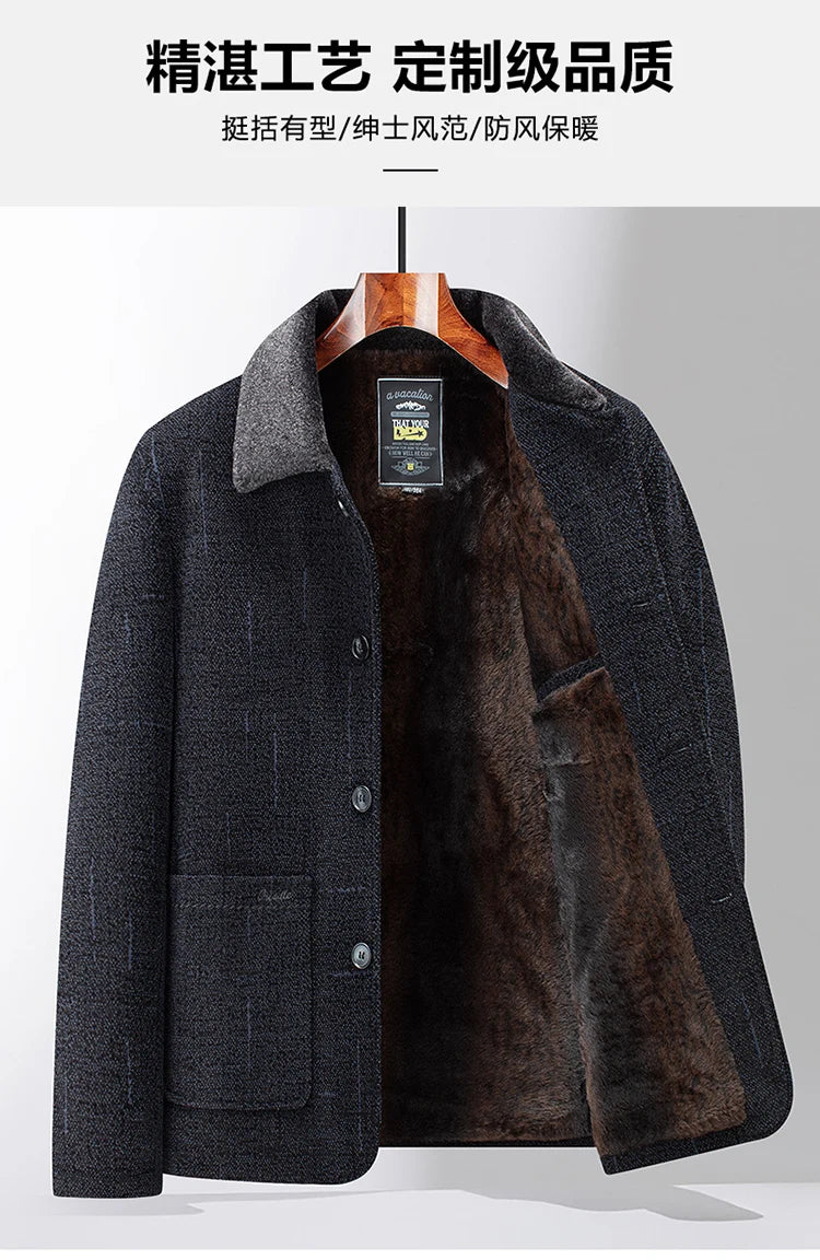 2024 Men Woolen Coats Men's business Casual Trench Coat Winter Coat with wool inner Man Autumn and Winter Wool Coat for Men