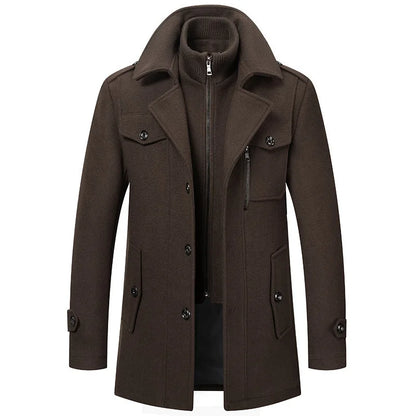 Cold Resistant Double Collar Wool Coat - Men's Fashion Business Winter Overcoat