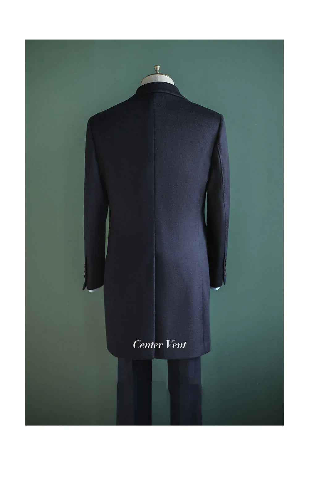 Men's Overcoat Warm Thick 100% Wool Double Breasted Navy Blue Slim Fit Luxury Business Long Coat Custom