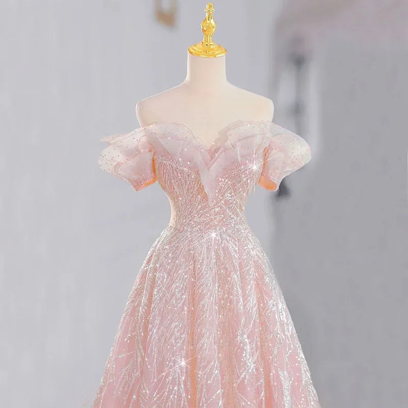 Women Evening Dress Evening Dress Stylish Wedding Dresses Pink Beads Elegant Womens Party Dresses for Formal Occasions Prom