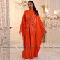 DubaiWomen's Evening Dresses Jersey Sheath/Column Celebrity Dress Orange Turtleneck Beads Pearls Special Occasion Dresses Maxi
