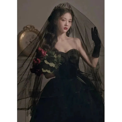 Black Evening Dress, Suitable for Everyday Wear, Birthday Party, Adult Ceremony, Hostess, Strapless Dress, Banquet, Long Dress