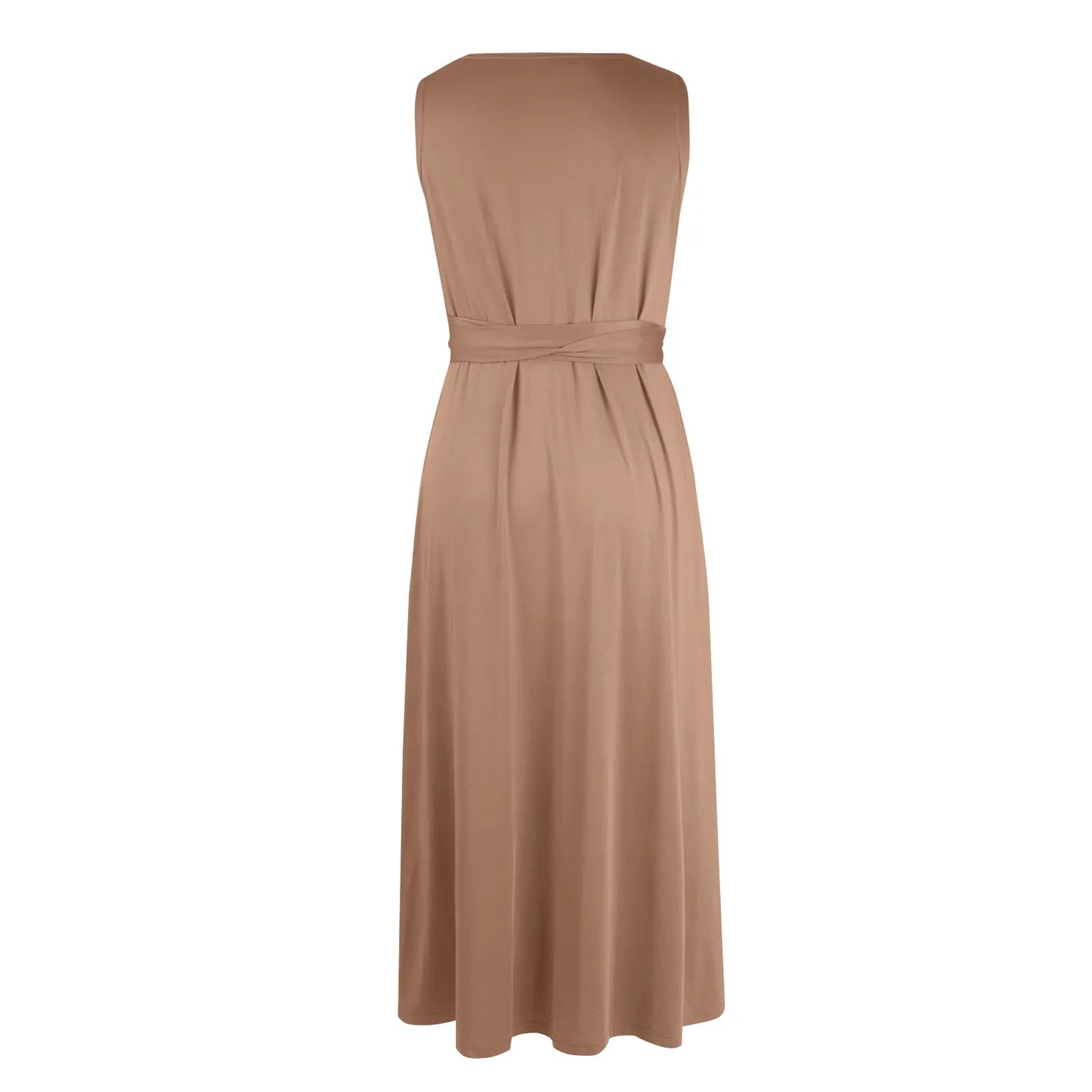 dresses for women elegant party dresses V-neck Sleeveless Belt Evening Dresses  Solid Color Solid Color dress vestidos femenino