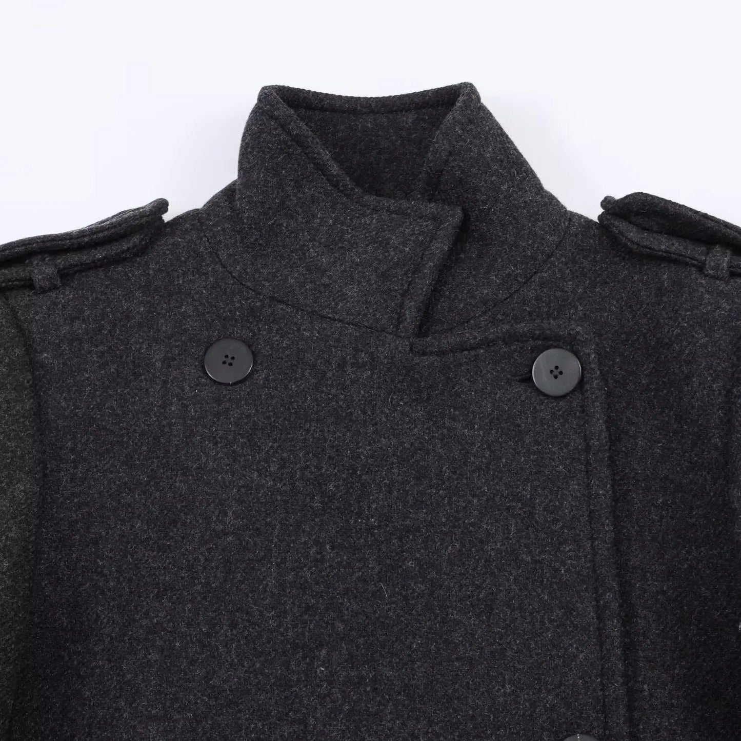 Women’s Stand Collar Long Coats 2025 Winter New Double-Breasted Woolen Coat Vintage Simple Outerwear Fashion Female Overcoat