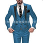 Fashion Men's 3piece Suit Sets Casual Trendy Business Solid Color Turn-down Collar Sngle Button Blazers Trousers Male Clothes