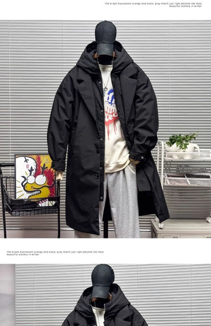 For Men's Autumn and Winter Vacation Two Mid-length Hooded Coats Overcoats Can Help You Overcome The Cool Mature Style Outerwear
