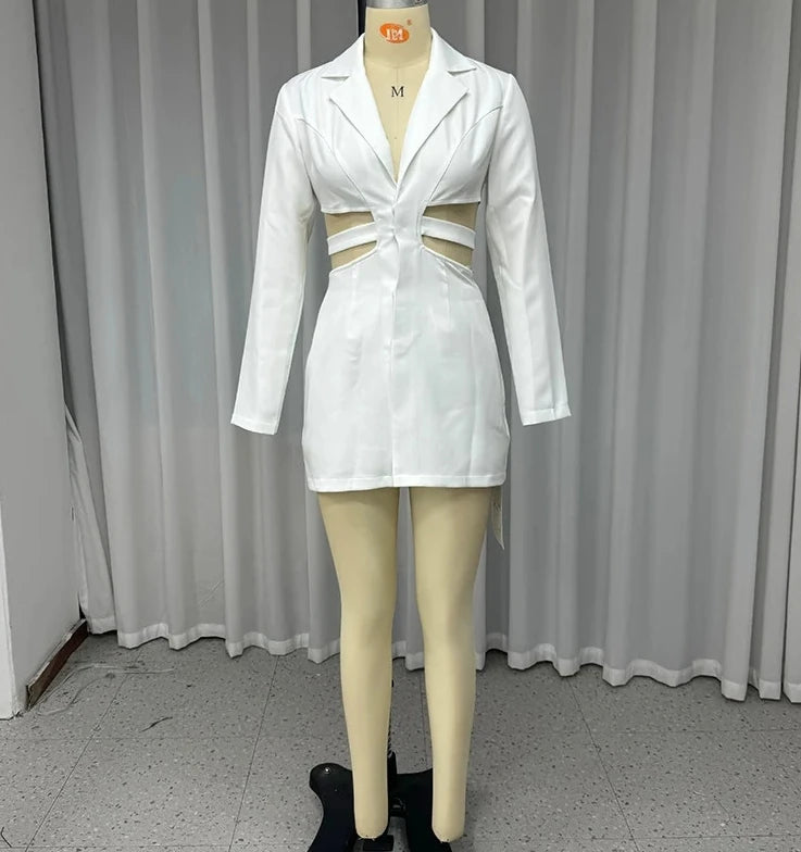 Dresses for Women 2023 Elegant Ruffle Hem Long Sleeve V-Neck Blazer Dress Button Blazer Work Formal Dresses Commuting