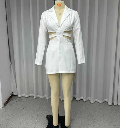 Dresses for Women 2023 Elegant Ruffle Hem Long Sleeve V-Neck Blazer Dress Button Blazer Work Formal Dresses Commuting