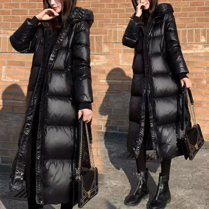 Thick Cotton Coats 2025 Winter Parka Black Jackets Women's Long Parkas Hooded Warm Winter Coats Female Black Overcoats