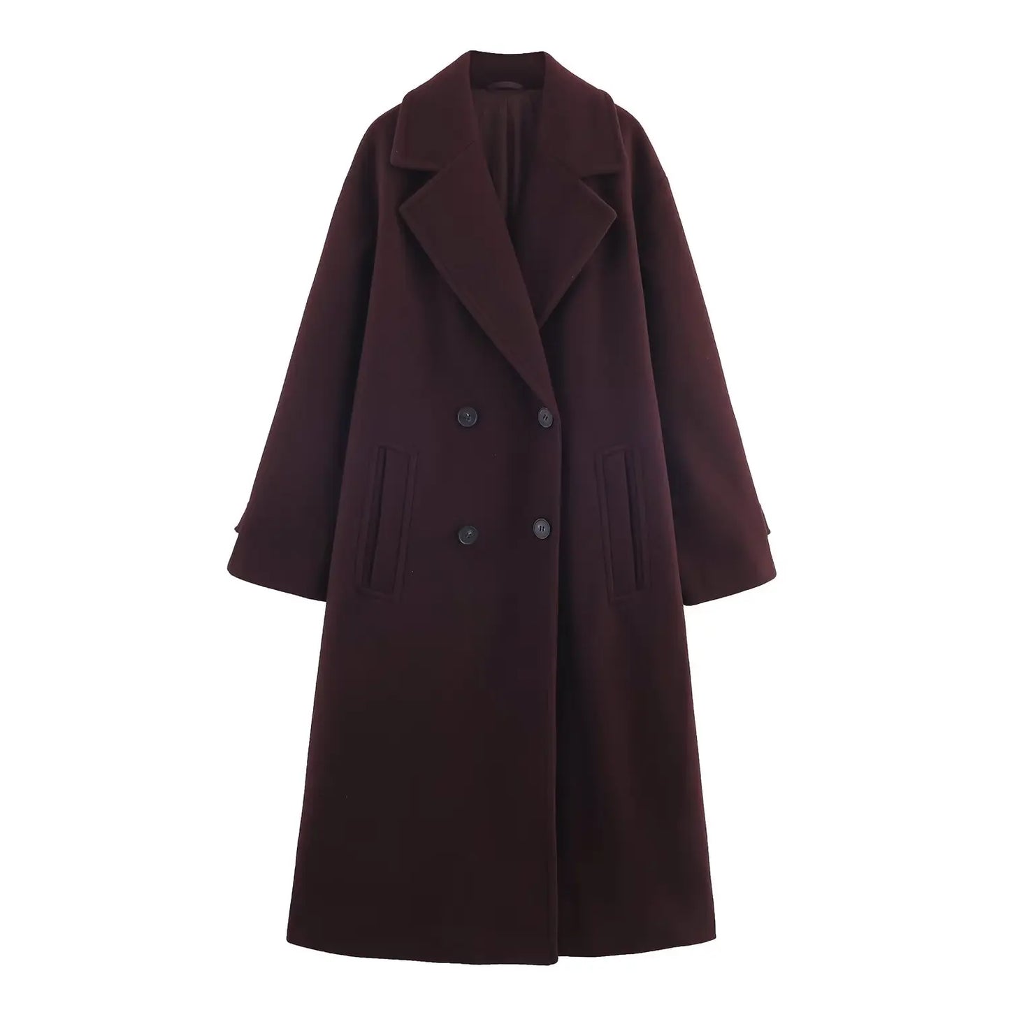 Women's Overcoat 2025 Autumn Winter New Fashion Laple Long Sleeves Double-Breasted Coat Female High Street Elegant New Coats