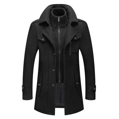 Cold Resistant Double Collar Wool Coat - Men's Fashion Business Winter Overcoat