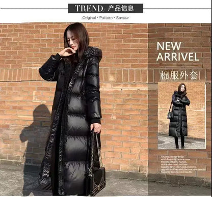 Thick Cotton Coats 2025 Winter Parka Black Jackets Women's Long Parkas Hooded Warm Winter Coats Female Black Overcoats