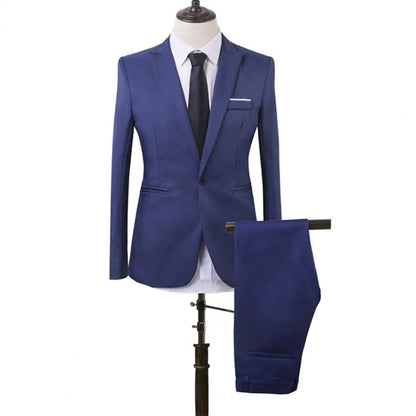 Men Slim Fit Business Suit One Button Formal Two-Piece Suit Boutique Business Dress Wedding Groom Suit Coat Blazers Trousers