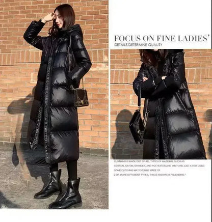 Thick Cotton Coats 2025 Winter Parka Black Jackets Women's Long Parkas Hooded Warm Winter Coats Female Black Overcoats