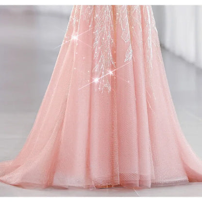 Women Evening Dress Evening Dress Stylish Wedding Dresses Pink Beads Elegant Womens Party Dresses for Formal Occasions Prom