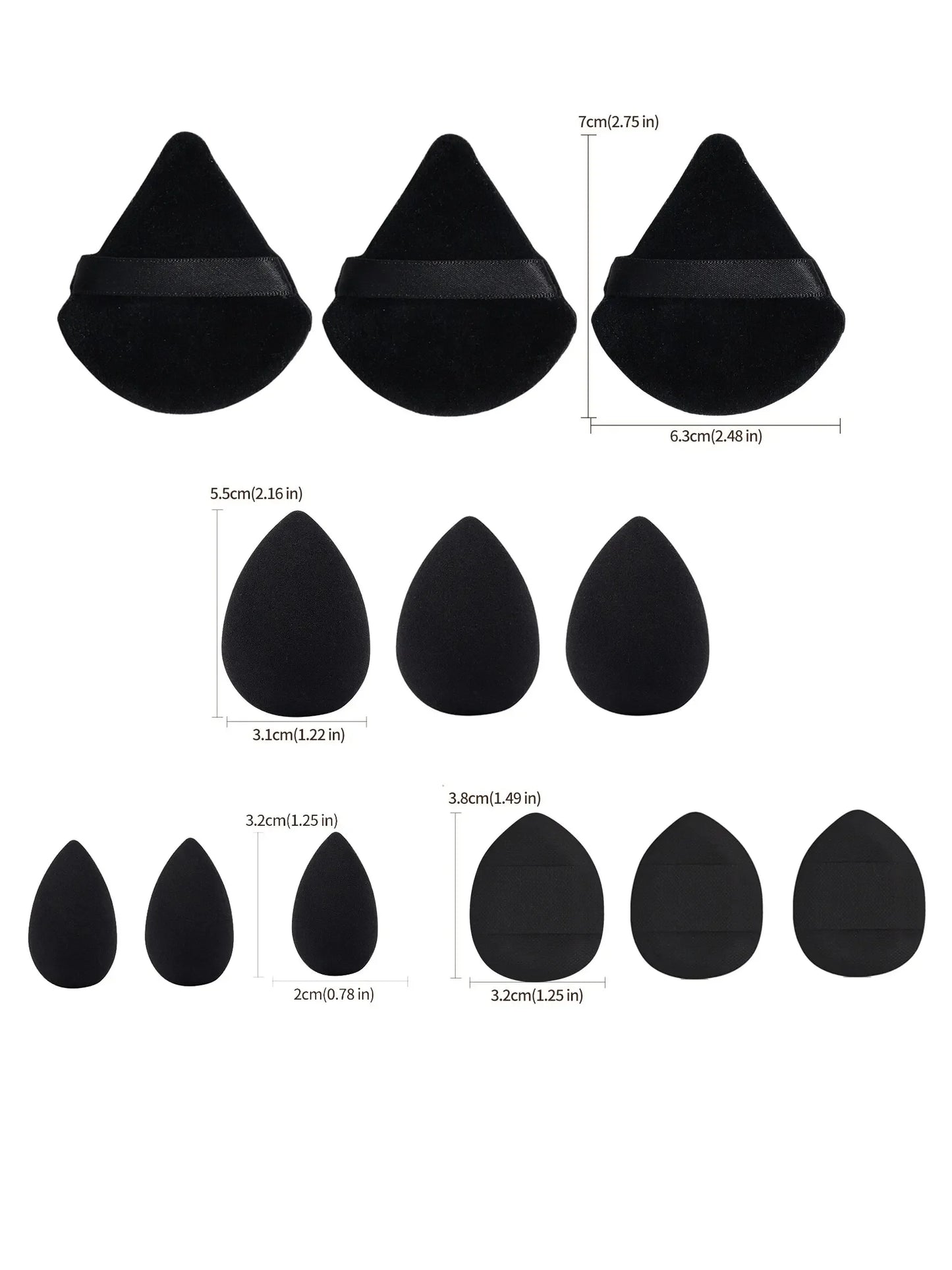 12pcs Makeup Puff Kit Blending Sponge Triangle Powder Puff Finger Air Puff For Flawless Make Up Beauty Tool Facial Tool