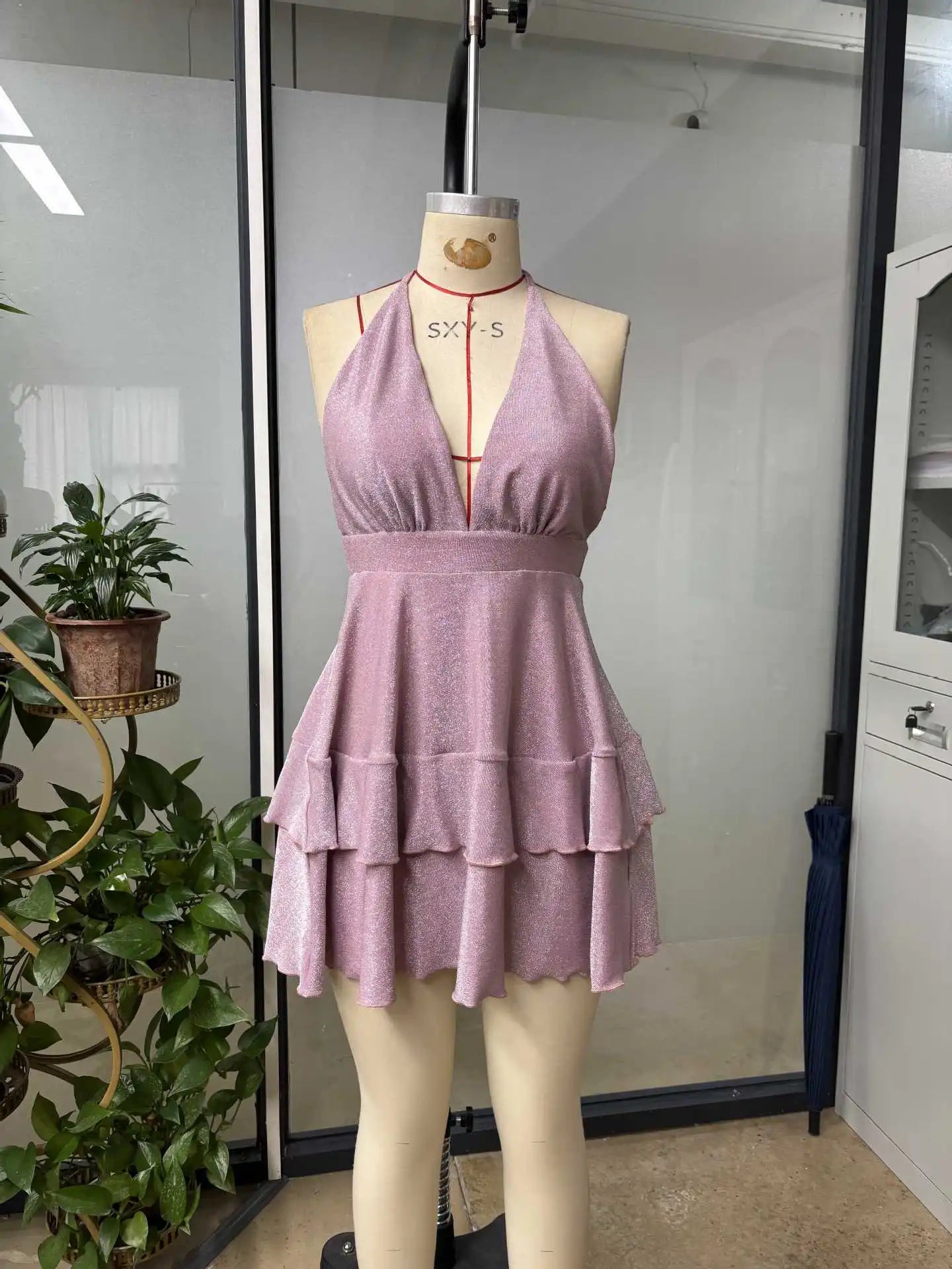 Dresses For Woman Backless Sexy Halter Neck Leace-up Slim Mini Dress Solid Color Vestidos Trendy Elegant Temperament Bowknot Hot