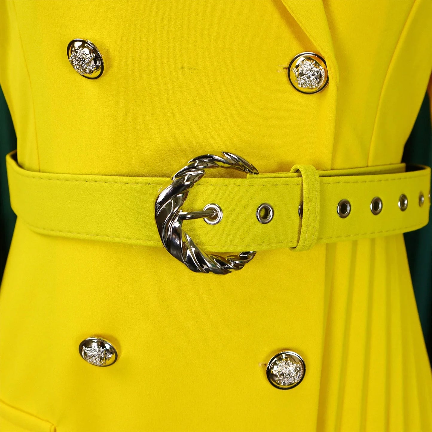 Women’s Elegant Notched Collar Dress, Long Sleeve Pleated Mid-Calf Dress with Waist Sash