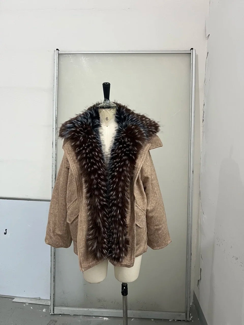 Oversized Winter Women's Coat Wide Faux Fur Collar Hooded Jackets Loose Single Breasted Outwears 2025 New Trendy Warm Lady Coats