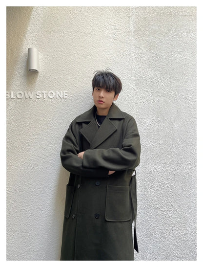 Long Coats for Men Woolen Jackets 2024 Winter Thicken Coat Trench Coats Korean Vintage Loose Heavy Jackets Men Leisure Overcoat