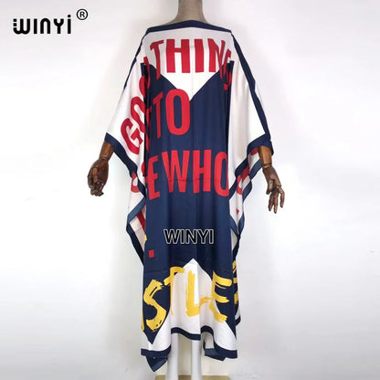 dresses for women Blogger Recommend Popular printed Silk Robe Maxi dresses Loose Summer Beach BohemianWINYI long dress for lady