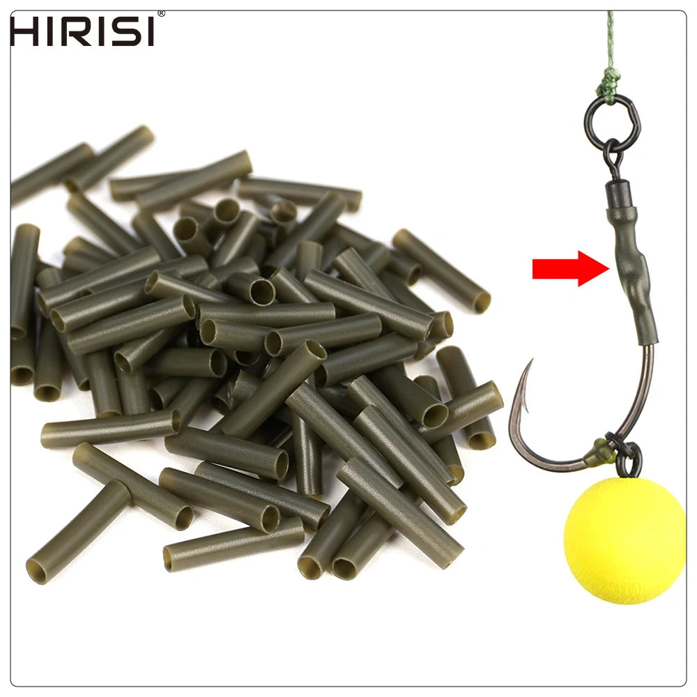 Hirisi 100pcs Carp Fishing Heat Shrink Tube Kit Anti-Tangle Hook Sleeves Ronnie Hair Rig Accessories Durable Fishing Tackle