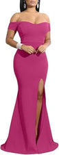 Evening Dresses Elegant Women's Off Shoulder High Split Long Formal Party Dress Evening Gown