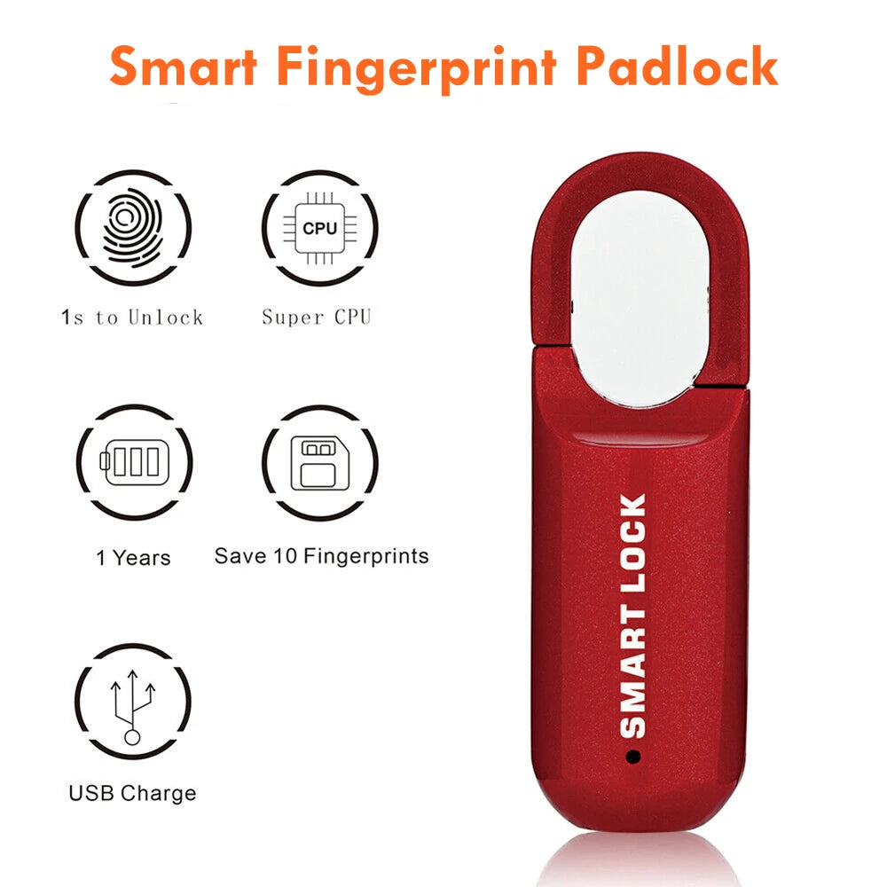Mini Fingerprint Locks Padlock Smart Biometric Electronic Lock USB Charge Keyless for Gym School Locker Travel Case Backpack