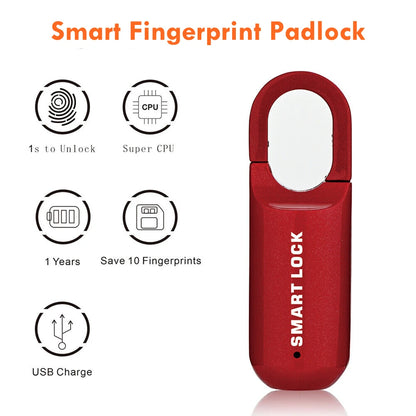 Mini Fingerprint Locks Padlock Smart Biometric Electronic Lock USB Charge Keyless for Gym School Locker Travel Case Backpack