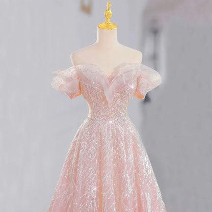 Women Evening Dress Evening Dress Stylish Wedding Dresses Pink Beads Elegant Womens Party Dresses for Formal Occasions Prom