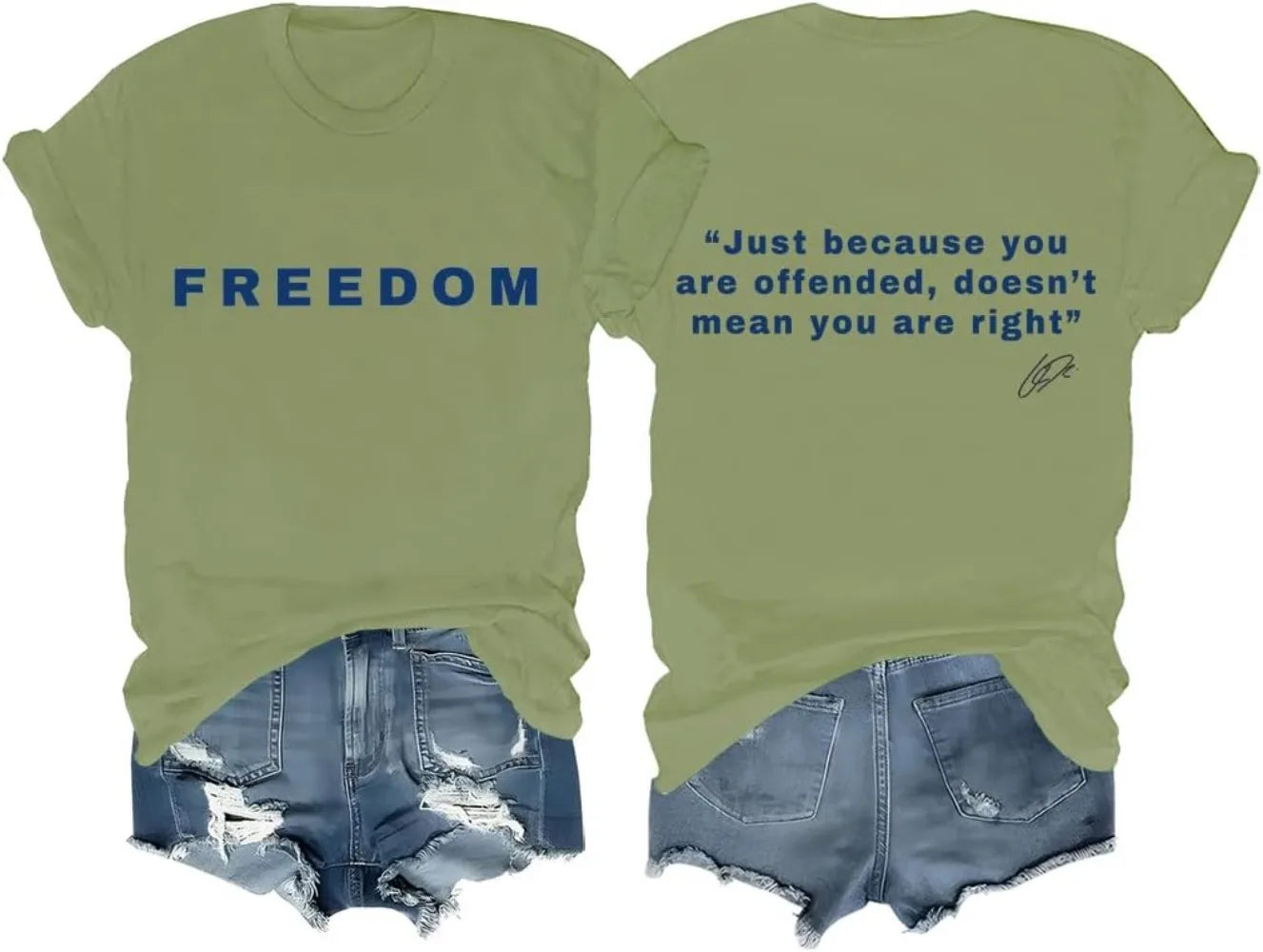 Freedom Shirt Freedom Double-Sided Letter Print Short Sleeve T-Shirt for Men Women, Unisex Tee Tops