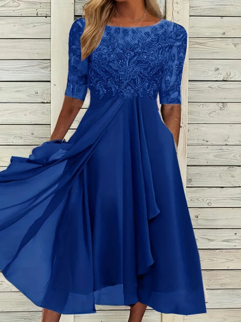 Evening Dress Vestidos Dresses 2025 Woman Elegant Temperament Gentle SlimI Irregular Solid Color Fashion Banquet Chiffon French