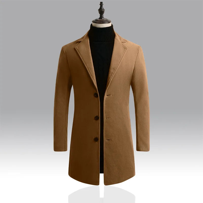 Autumn and Winter Men's Woolen Coat  Over Coat Long Winter Mens Wool Coats and Jackets