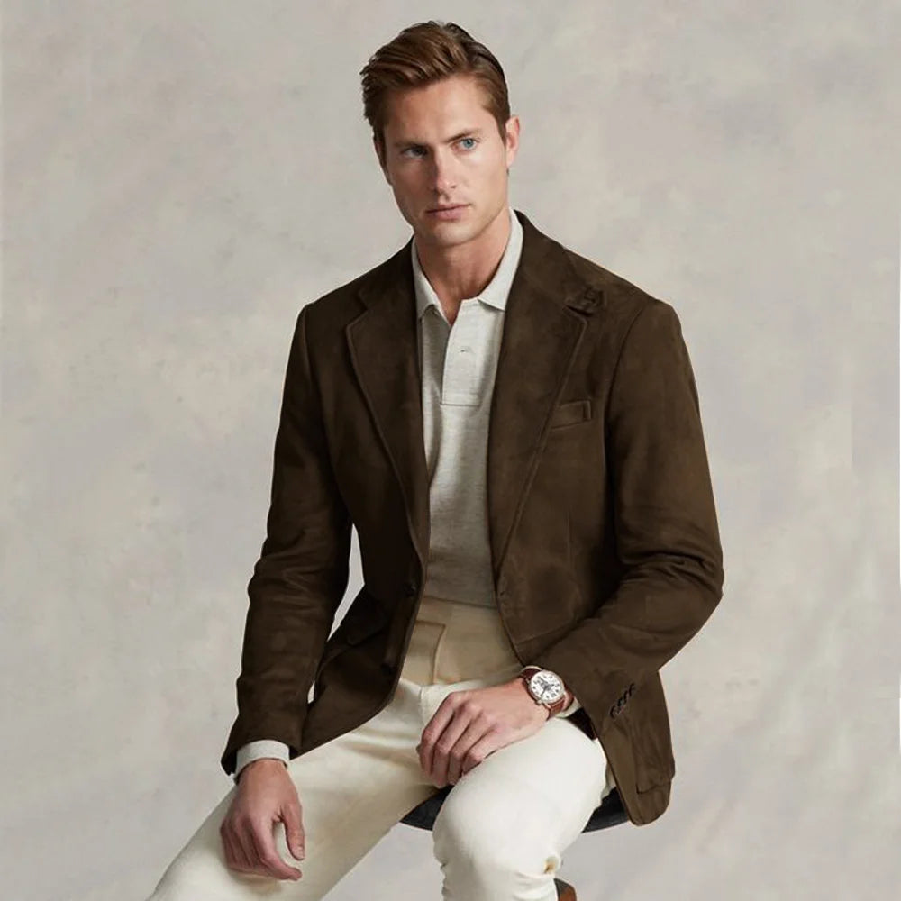 Men's Suit Jacket Suede Single Breasted Casual Elegant Man Clothes Male Set Coat for Men Blazers Luxury Designer Formal Clothing