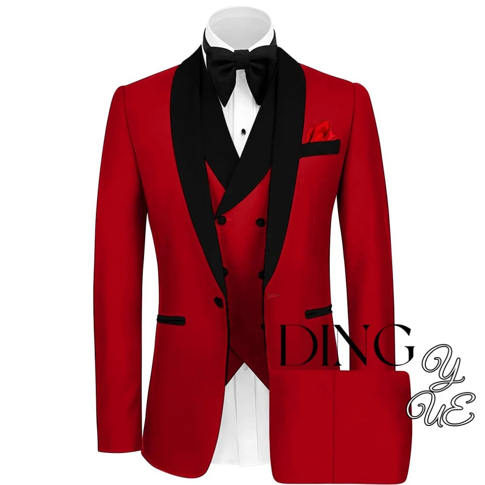 Mens Tuxedo Suit for Men 3 Piece Suit Men Slim Fit Suits One Button Shawl Lapel Wedding Suit Tuxedos Prom Suit costume homme