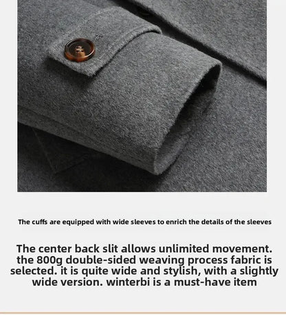 Top Quality Winter Wool Long Coats for Men Double-breasted Padded Cotton Woolen Long Coat Warm Business Mens Windbreaker Jacket