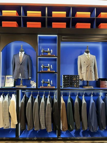 Customized British style Colorful lines Plaid Men Suits 2 Pieces Sets Slim Fit Groom Prom Tuxedos Business Male Formal Blazers