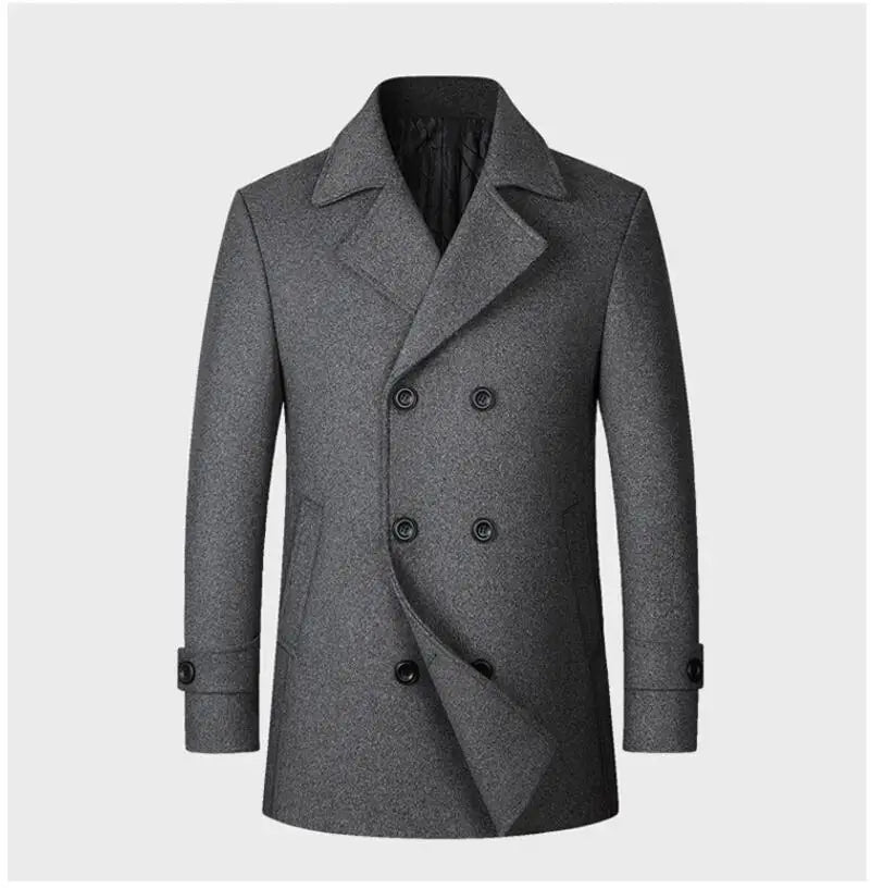 New Men Double Breasted Woolen Coats Winter Thicker Warm Cashmere Trench Coats Long Jackets Quality Male Winter Overcoats XXL