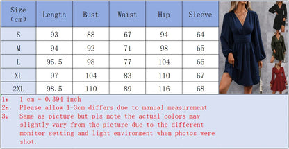 Dresses 2025 Woman Clothing V Neck Lantern Sleeve Wrap Mini Dress Ruched Waist Flowy Hem Elegant for Autumn and Party Styles ﻿